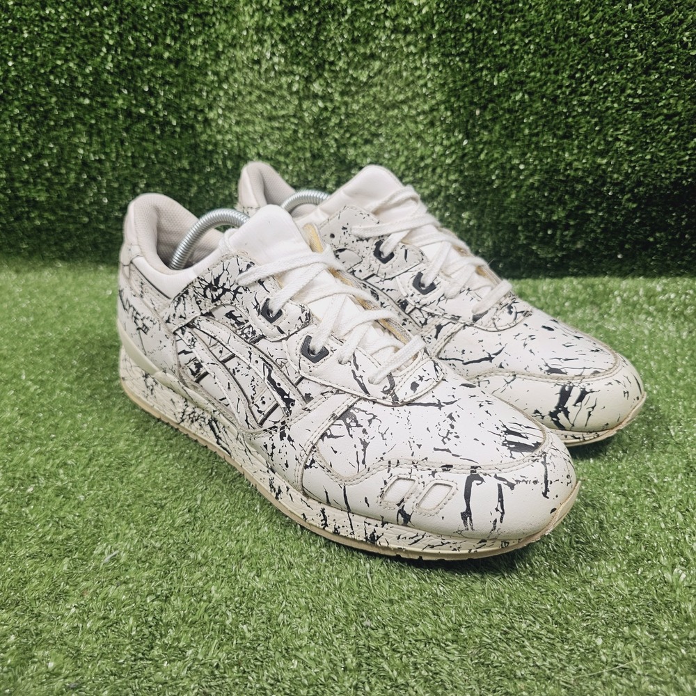 Asics Gel Lyte III Marble White Leather Athletic Sneakers Mens Size 10.5